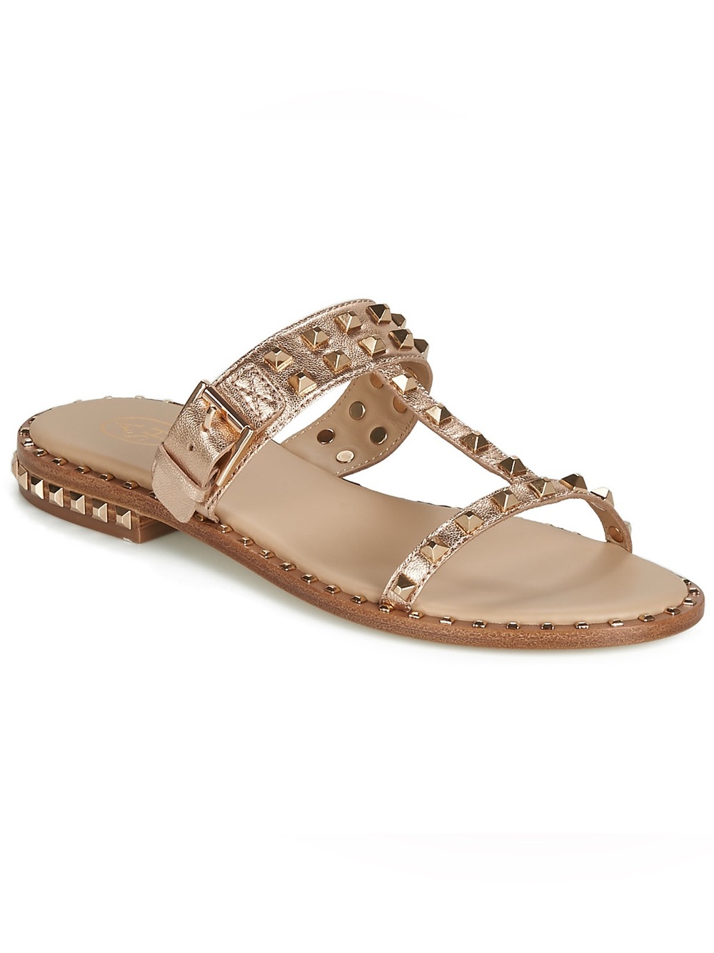 {ASH} Prince metallic rose gold studded sandals